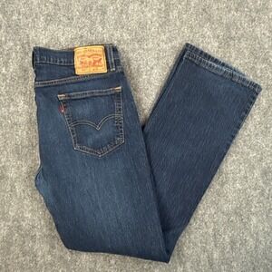 Levis 505 Regular Fit Dark Wash Indigo Denim Jeans Mens 34x32